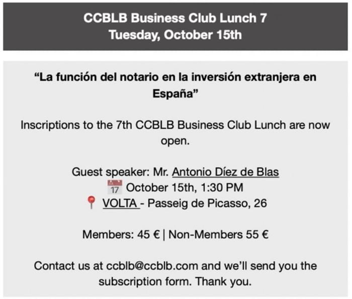 Notaria De Blas & Lluna - Blog - Antonio Díez De Blas - Ponència a la setena edició del CCBLB Business Club Lunch
